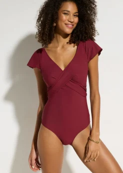 Discount Bañador con ligero efecto moldeador y diseño cruzado Mujer Vestidos Moldeadores|Novedades