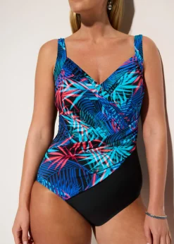 Outlet Bañador con ligero efecto moldeador en aspecto cruzado Mujer Vestidos Moldeadores|Bañadores