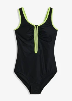 Online Bañador con ligero efecto moldeador y cremallera Mujer Ropa De Baño Deportiva|Vestidos Moldeadores