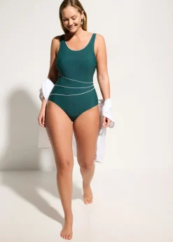 Bañador con ligero efecto moldeador y costuras decorativas Mujer Vestidos Moldeadores|Bañadores