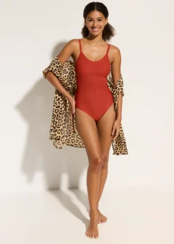 Online Bañador con ligero efecto moldeador y cordones Mujer Vestidos Moldeadores|Bañadores