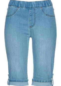 Hot Bermuda vaquera con cinturilla elástica Mujer Shorts|Vaqueros