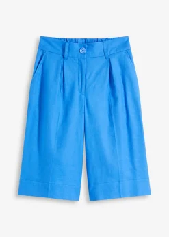 Online Bermudas anchas de mezcla de lino vaporoso Mujer Shorts|Pantalones