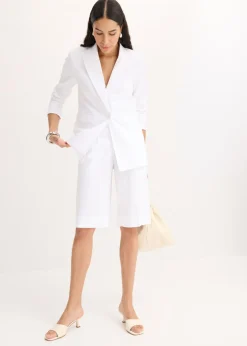 New Bermudas anchas de mezcla de lino vaporoso Mujer Shorts|Pantalones