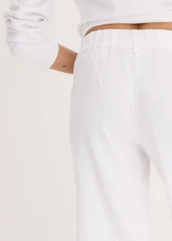 New Bermudas anchas de mezcla de lino vaporoso Mujer Shorts|Pantalones