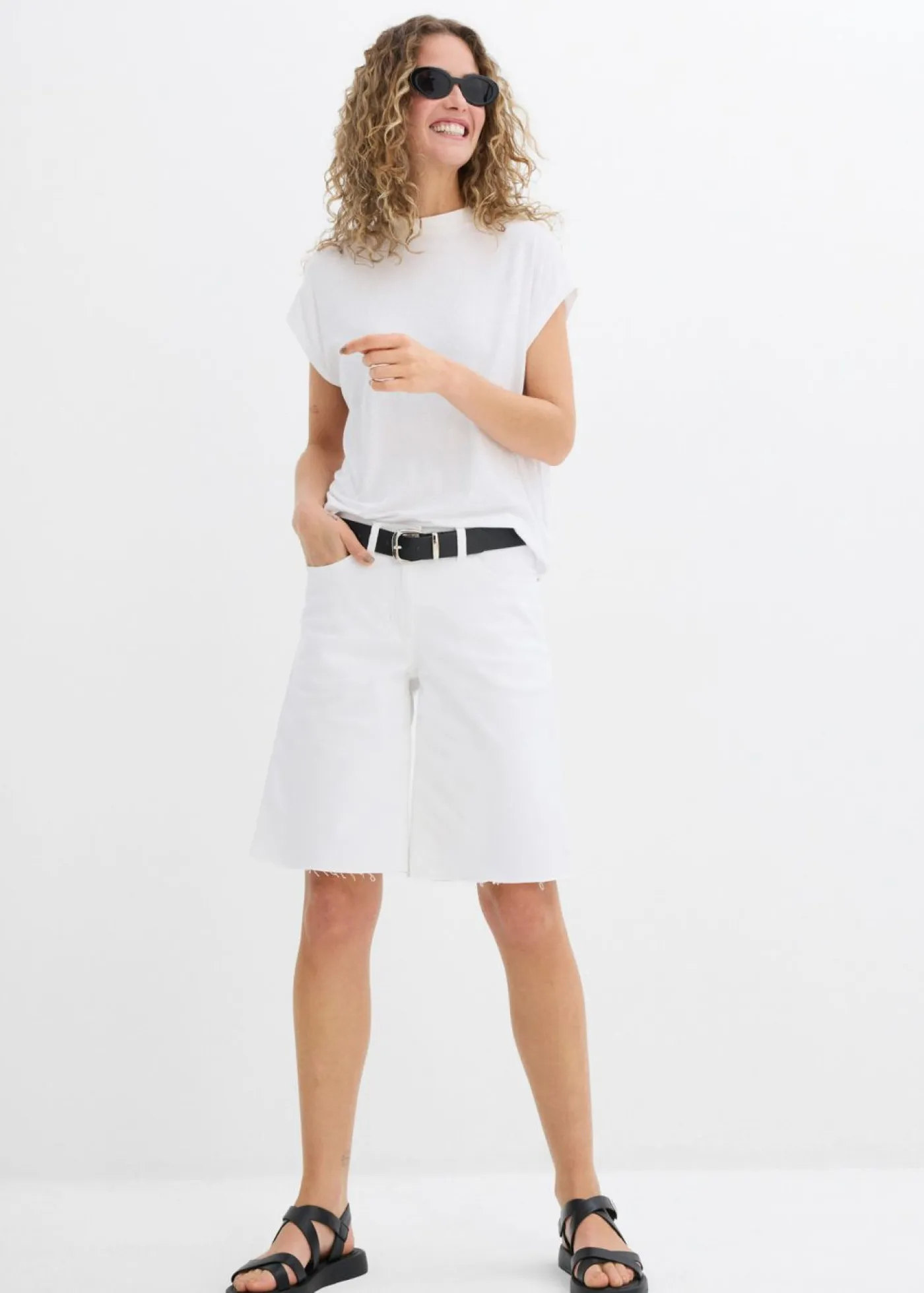 Sale Bermudas con dobladillo abierto Mujer Shorts|Pantalones