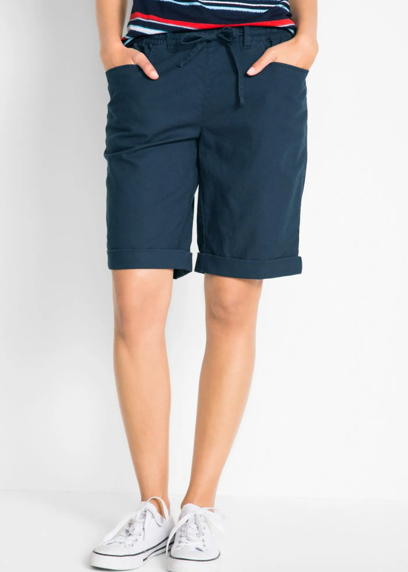 Clearance Bermudas con lino Mujer Shorts|Pantalones