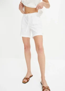 Bermudas de algodón con cinturilla elástica Mujer Shorts|Pantalones
