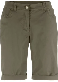 New Bermudas de algodón con cinturilla cómoda Mujer Shorts|Pantalones