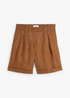 Outlet Bermudas de lino puro Mujer Premium|Shorts