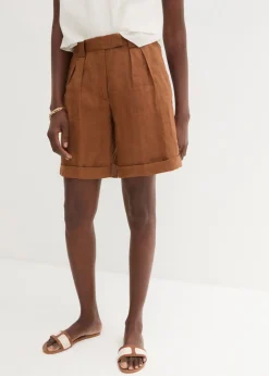 Outlet Bermudas de lino puro Mujer Premium|Shorts