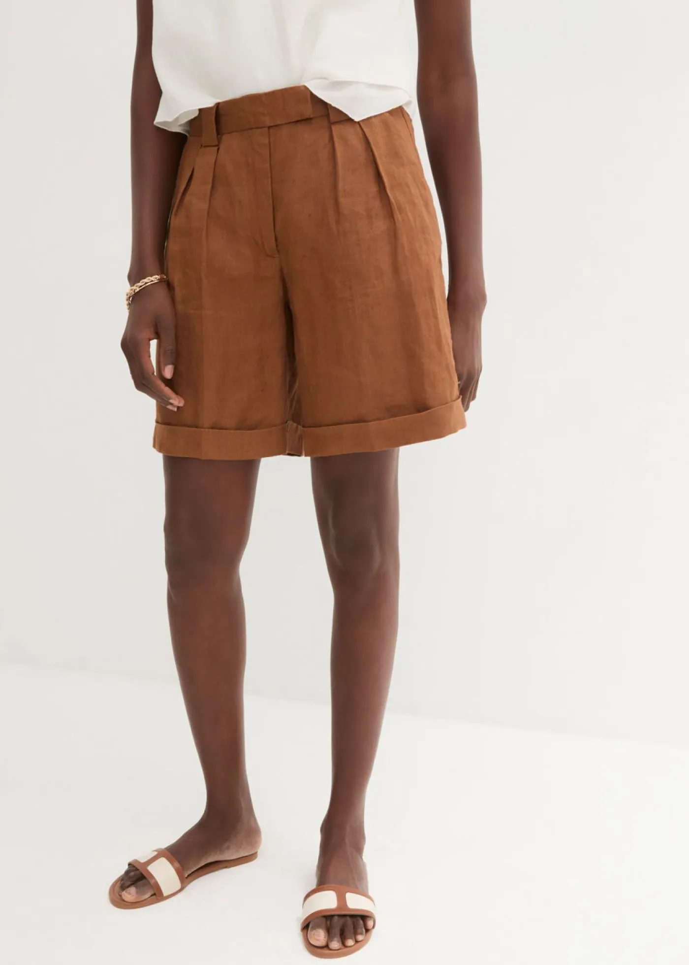Outlet Bermudas de lino puro Mujer Premium|Shorts
