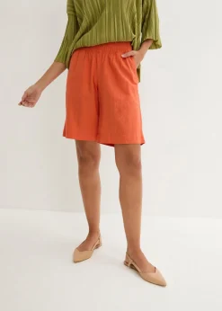 Hot Bermudas de mezcla de lino y viscosa Mujer Shorts|Pantalones