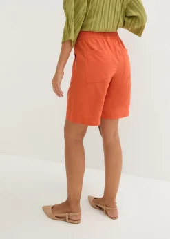 Hot Bermudas de mezcla de lino y viscosa Mujer Shorts|Pantalones