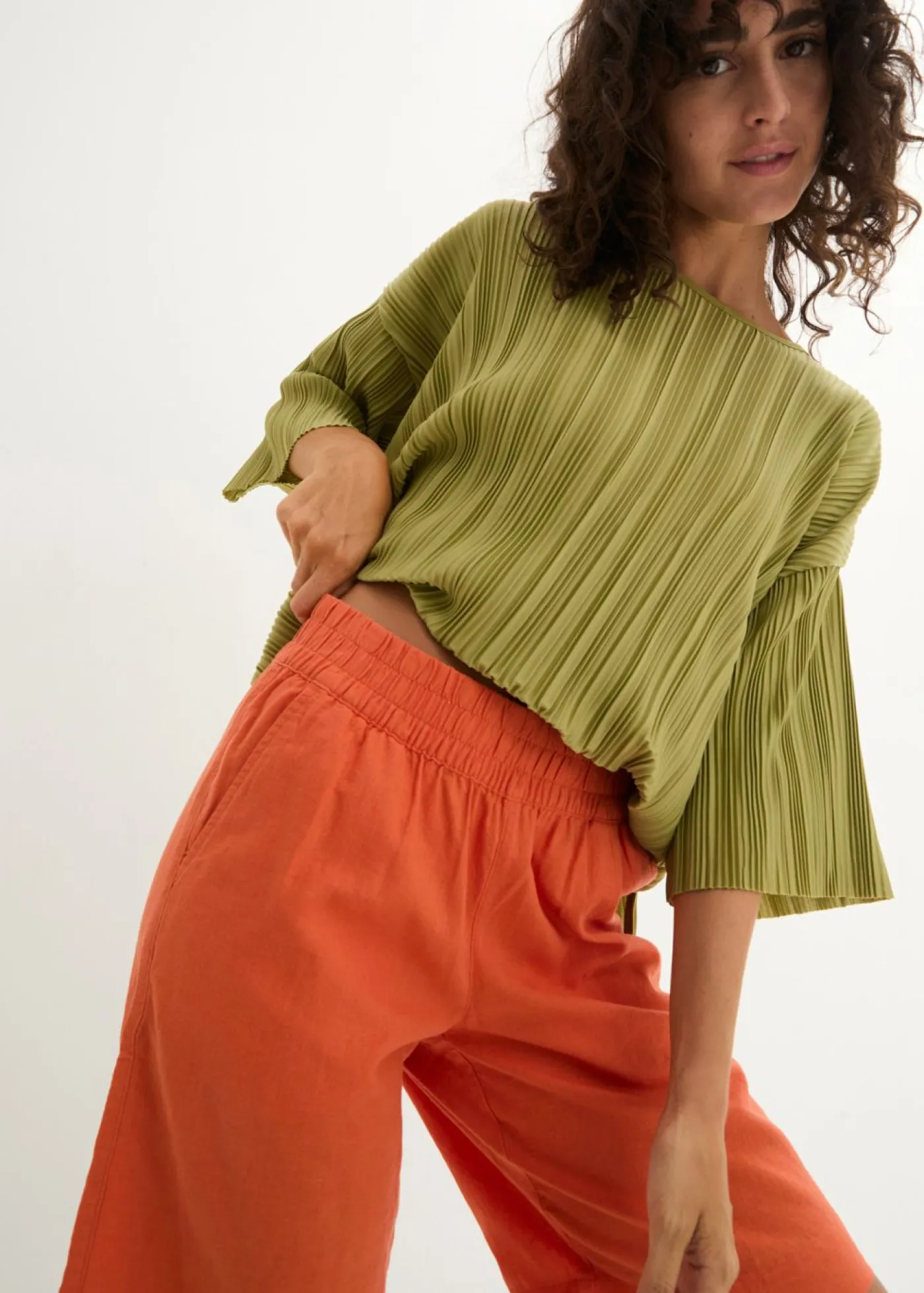 Hot Bermudas de mezcla de lino y viscosa Mujer Shorts|Pantalones