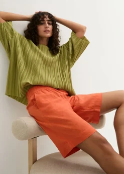 Hot Bermudas de mezcla de lino y viscosa Mujer Shorts|Pantalones