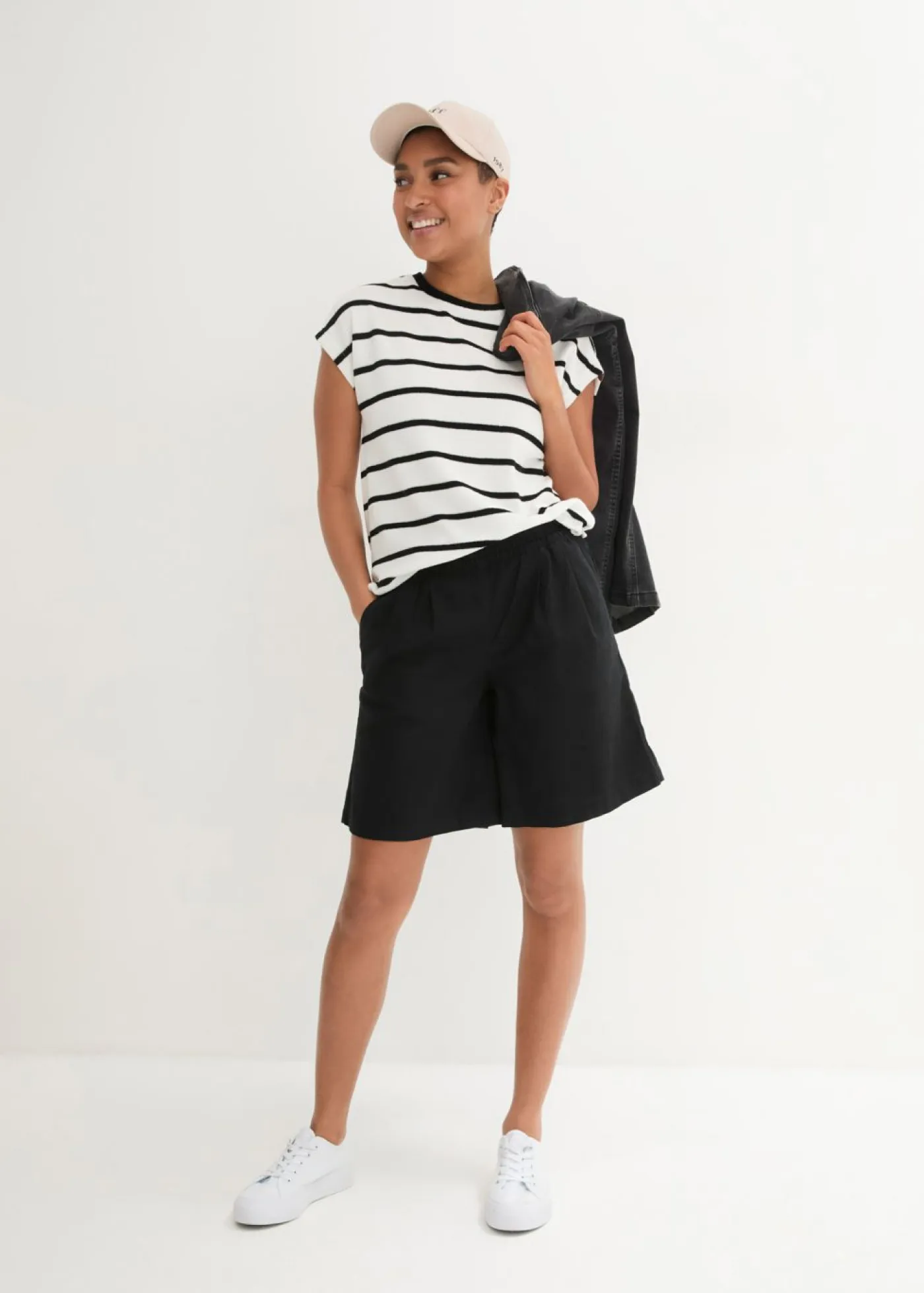 Sale Bermudas de mezcla de lino y algodón Mujer Shorts|Pantalones