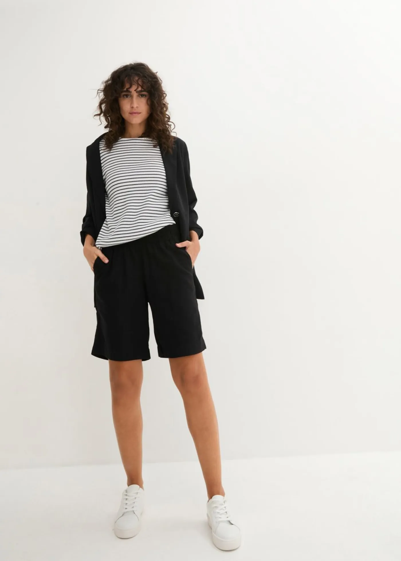Bermudas de mezcla de lino y viscosa Mujer Shorts|Pantalones