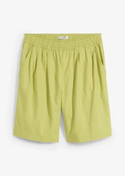 Clearance Bermudas de mezcla de lino y algodón Mujer Shorts|Pantalones