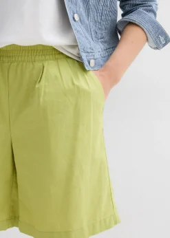 Clearance Bermudas de mezcla de lino y algodón Mujer Shorts|Pantalones