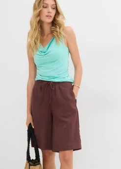 Hot Bermudas de mezcla de viscosa fluida Mujer Shorts|Pantalones