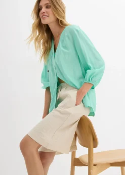 Outlet Bermudas de mezcla de viscosa fluida Mujer Shorts|Pantalones