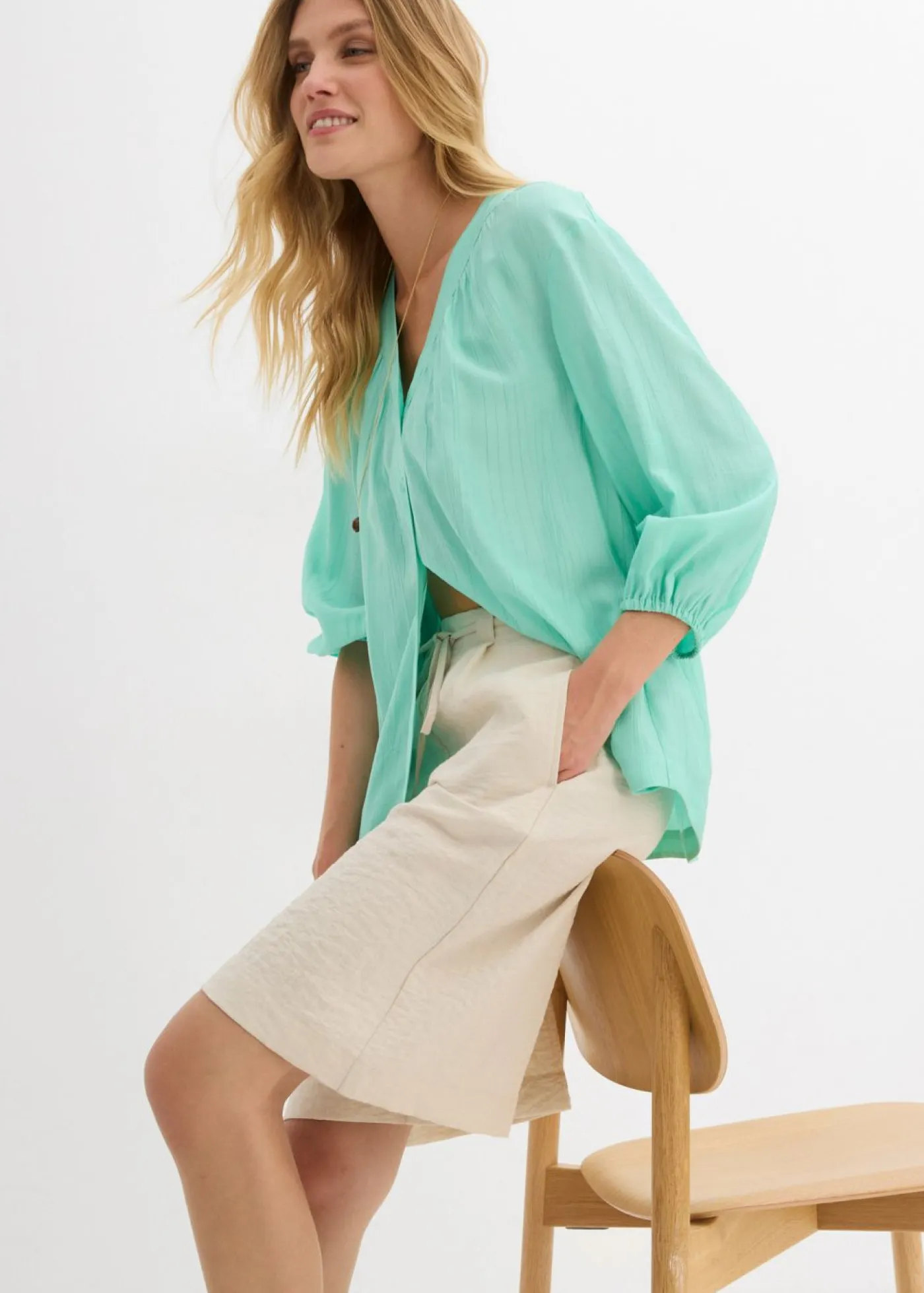 Outlet Bermudas de mezcla de viscosa fluida Mujer Shorts|Pantalones