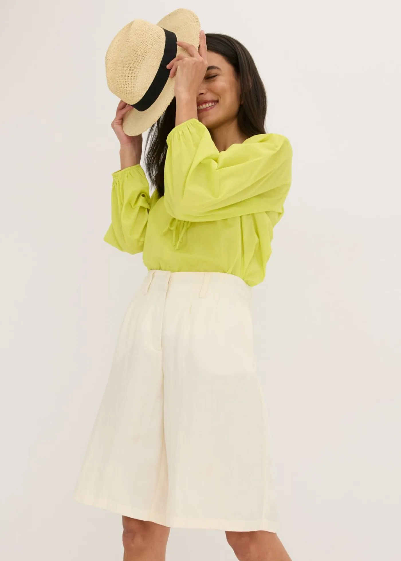 Bermudas de mezcla de viscosa suave Mujer Shorts|Pantalones