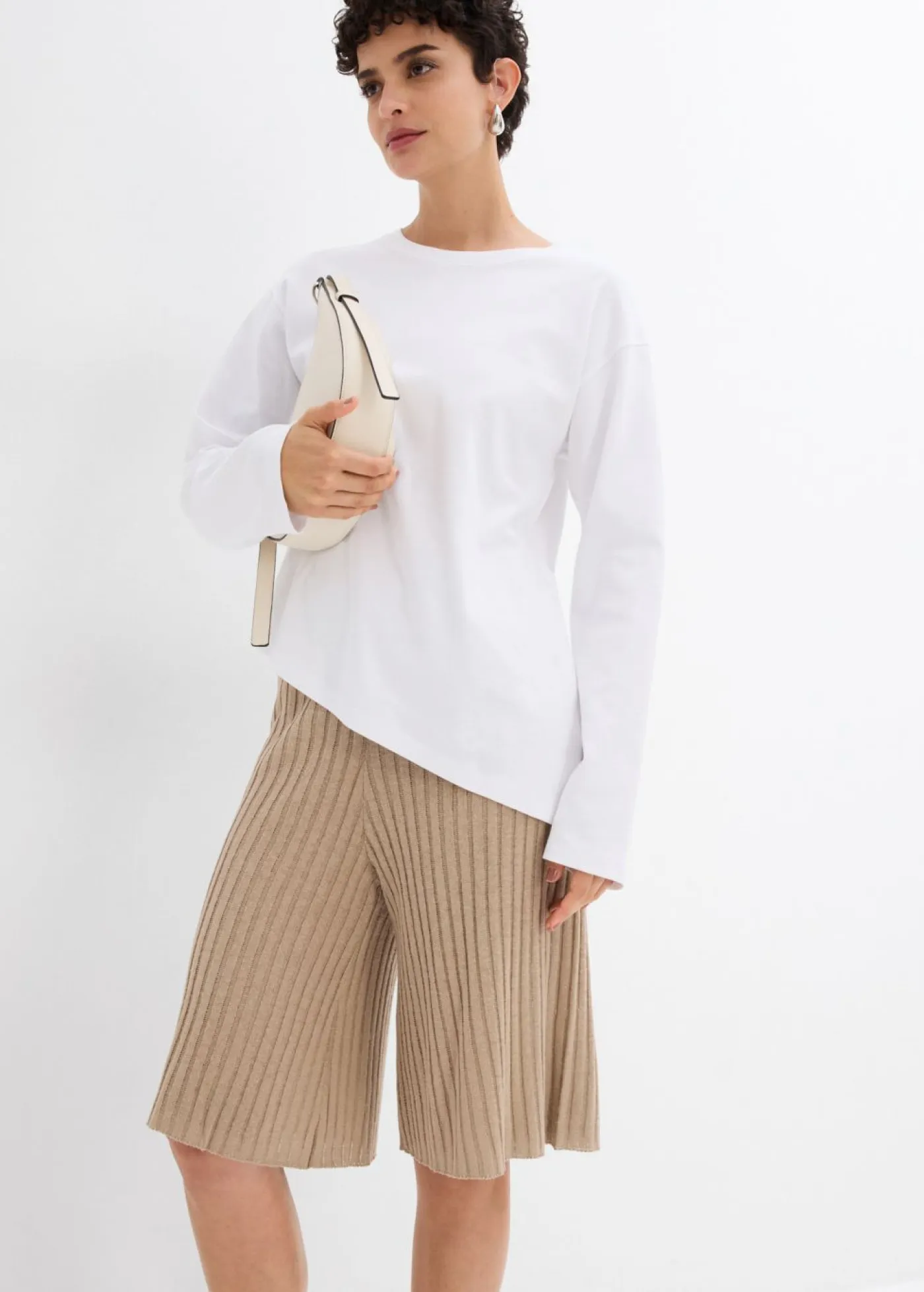 Clearance Bermudas de punto de mezcla de viscosa con talle alto Mujer Esenciales|Shorts