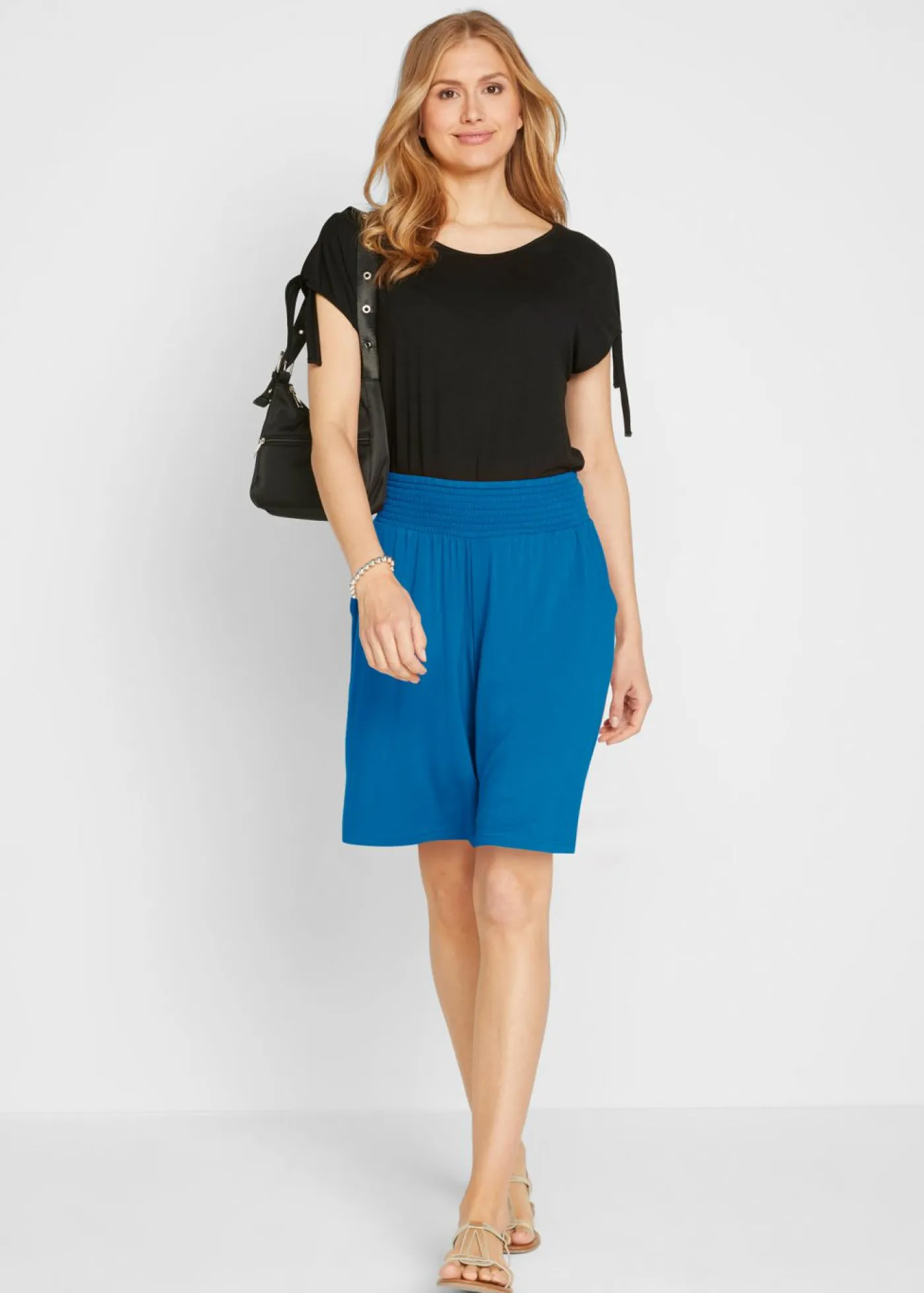 Best Bermudas de punto de mezcla de viscosa Mujer Shorts|Pantalones