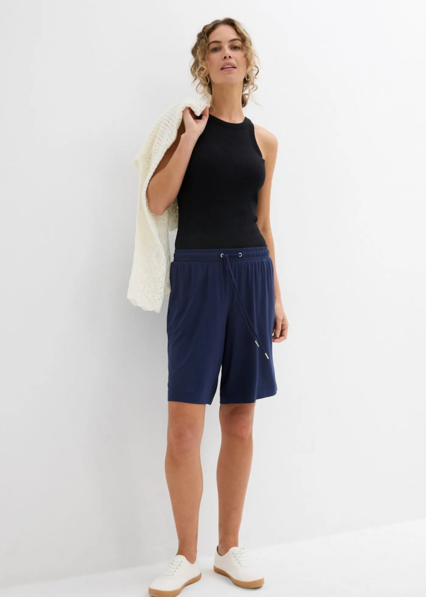 New Bermudas de punto de viscosa fluida Mujer Shorts|Básicos