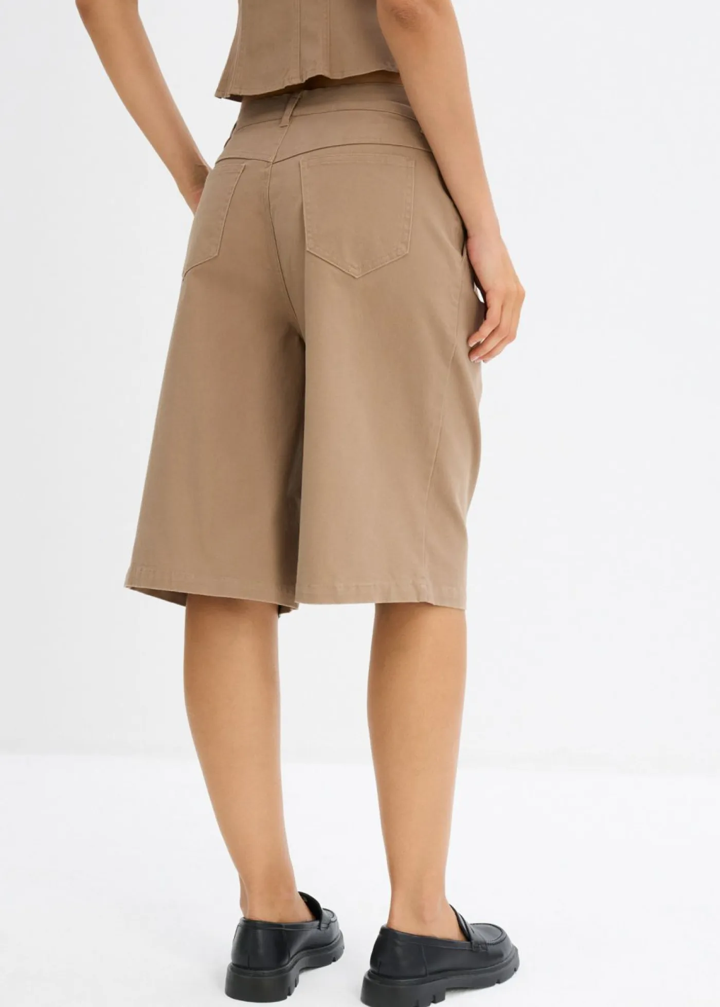 New Bermudas largas de mezcla de algodón elástico Mujer Conjuntos De Ropa|Shorts