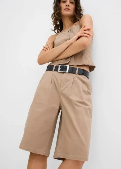 New Bermudas largas de mezcla de algodón elástico Mujer Conjuntos De Ropa|Shorts