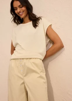 Hot Bermudas papertouch de mezcla de algodón Mujer Shorts|Pantalones