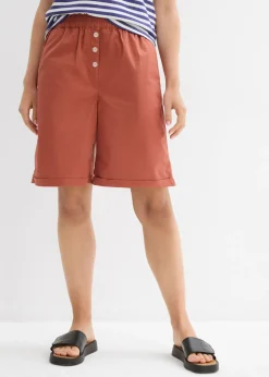Hot Bermudas papertouch de mezcla de algodón Mujer Shorts|Pantalones