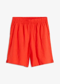Clearance Bermudas sin cierre de mezcla de lino vaporoso Mujer Shorts|Pantalones