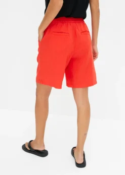 Clearance Bermudas sin cierre de mezcla de lino vaporoso Mujer Shorts|Pantalones