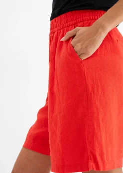 Clearance Bermudas sin cierre de mezcla de lino vaporoso Mujer Shorts|Pantalones