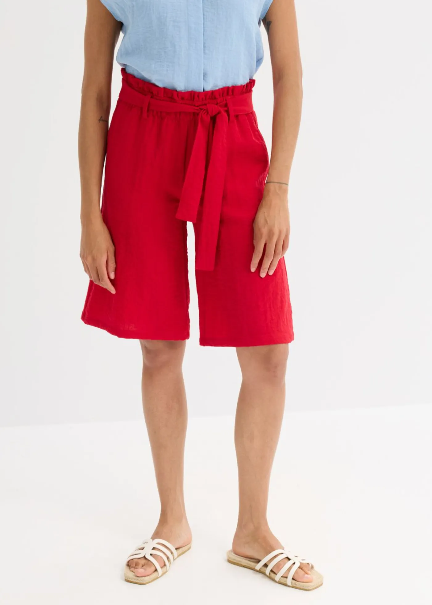 Online Bermudas sin cierre de mezcla de viscosa fluida Mujer Shorts|Pantalones