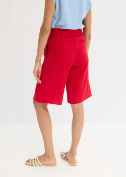 Online Bermudas sin cierre de mezcla de viscosa fluida Mujer Shorts|Pantalones