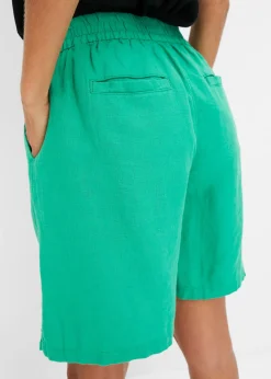 Online Bermudas sin cierre de mezcla de lino vaporoso Mujer Shorts|Pantalones