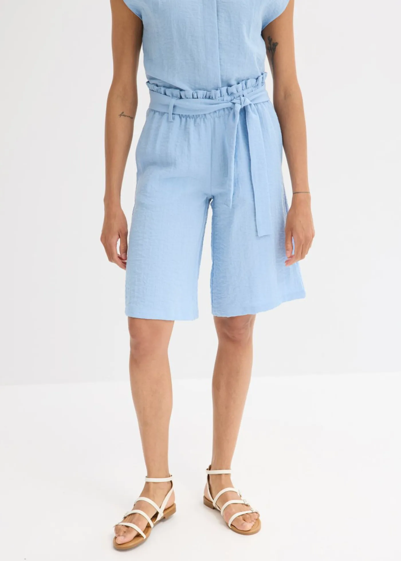 New Bermudas sin cierre de mezcla de viscosa fluida Mujer Shorts|Pantalones