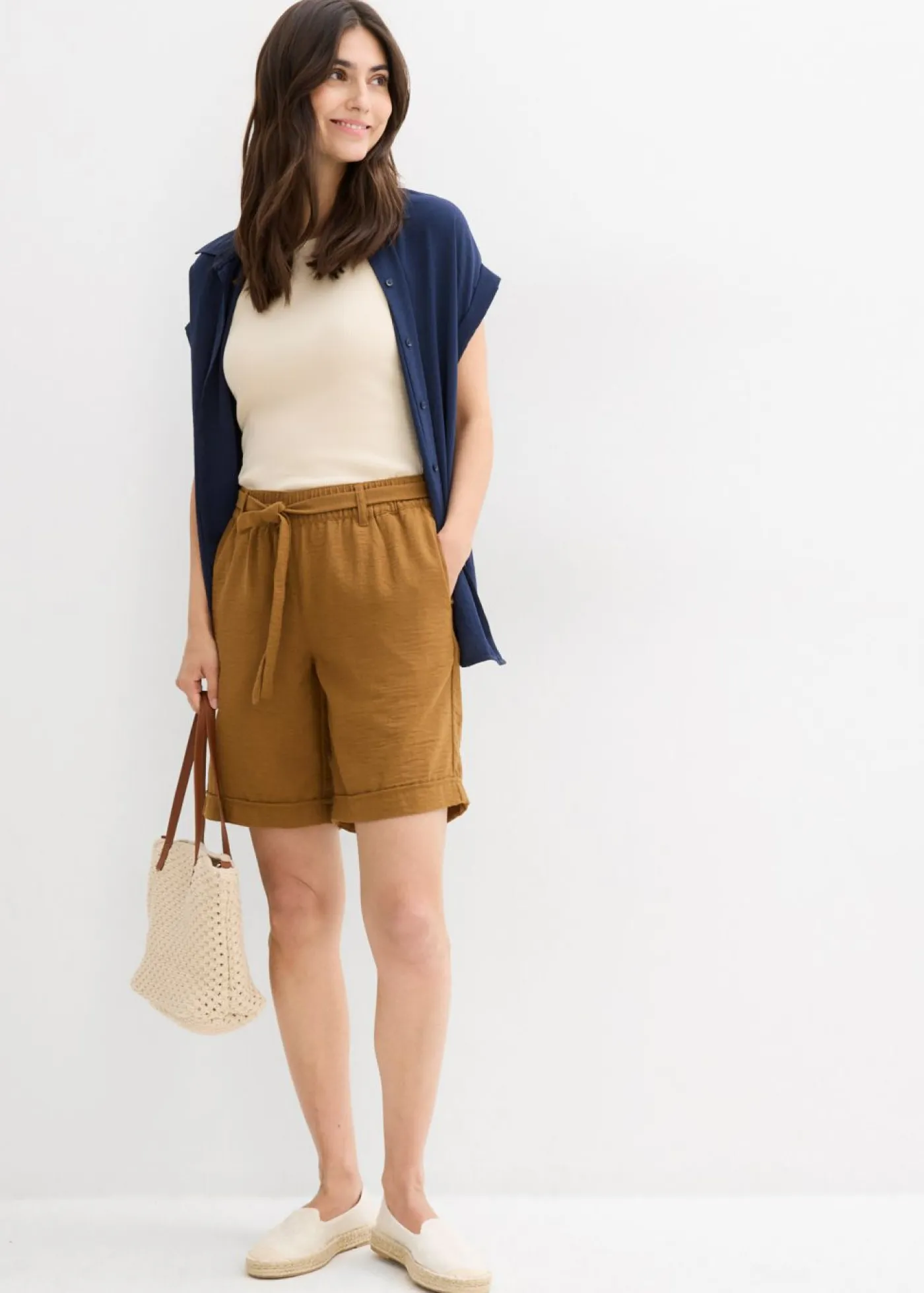 Clearance Bermudas tipo paperbag Mujer Shorts|Pantalones