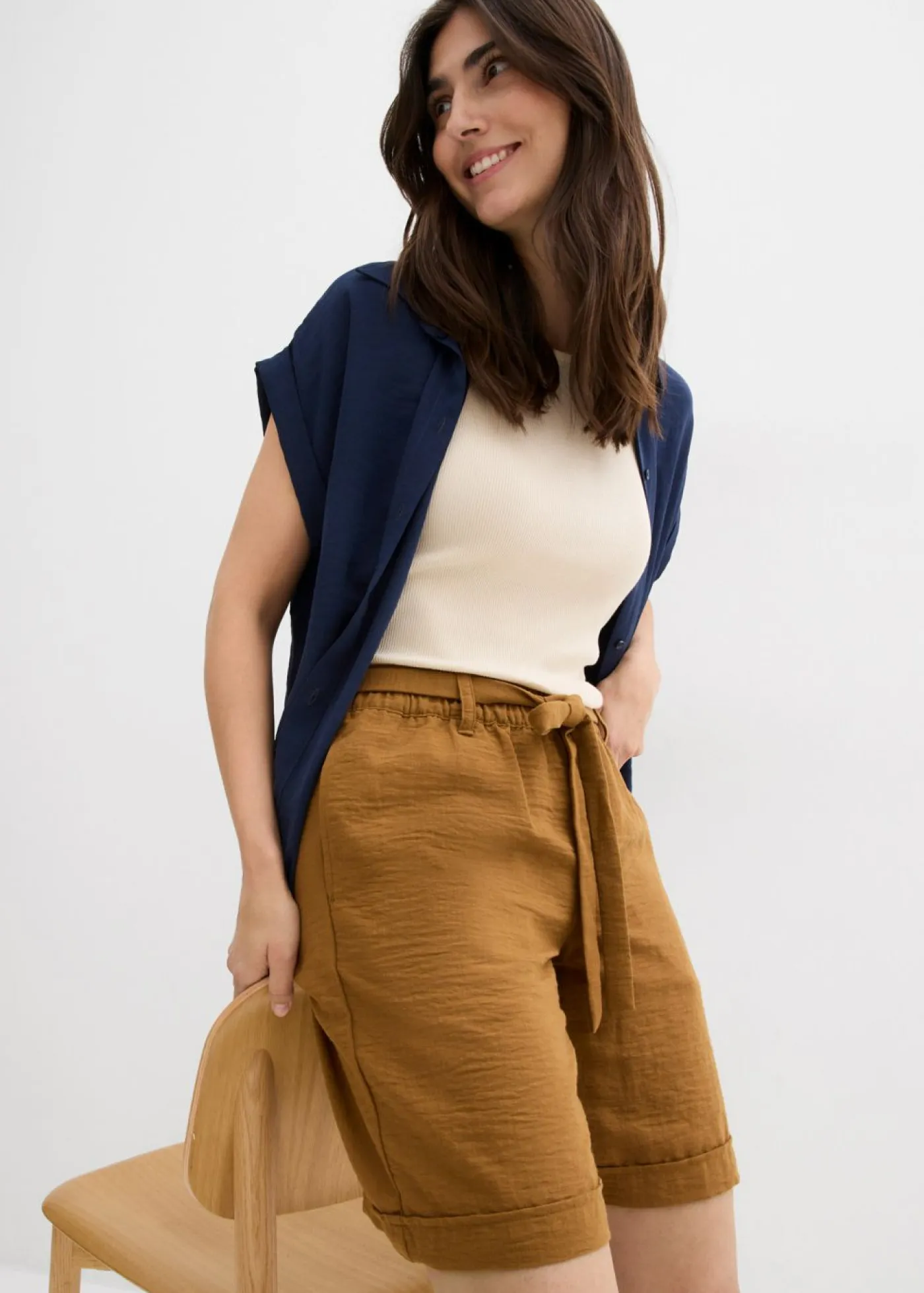 Clearance Bermudas tipo paperbag Mujer Shorts|Pantalones