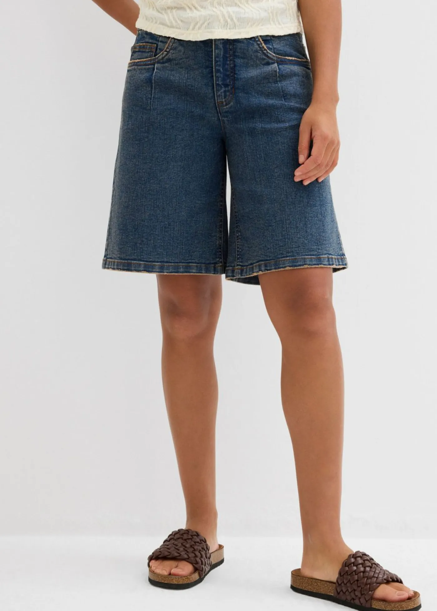Sale Bermudas vaqueras de talle medio Mujer Shorts|Vaqueros