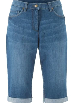 Hot Bermudas vaqueras, elásticas, con bajo enrollado Mujer Shorts|Vaqueros