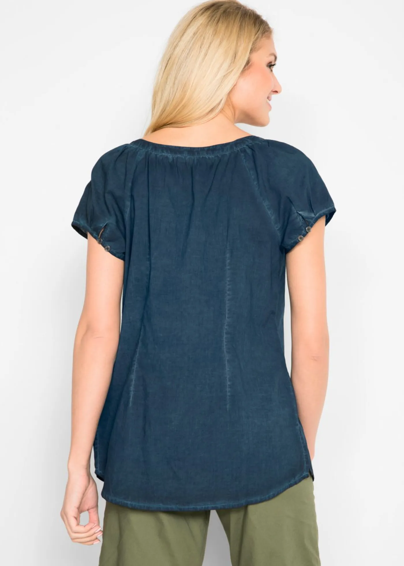 Best Blusa cold-dye de manga corta en algodón sostenible Mujer Camisas Y Blusas