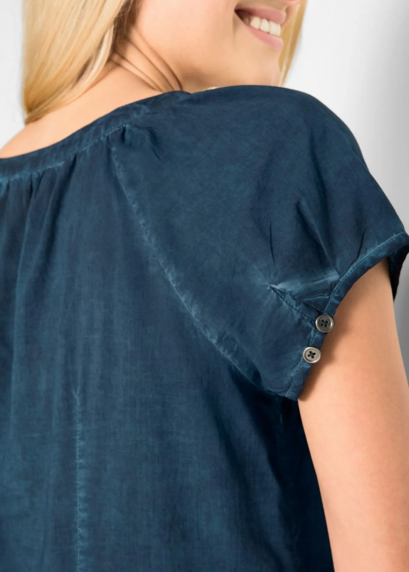 Best Blusa cold-dye de manga corta en algodón sostenible Mujer Camisas Y Blusas
