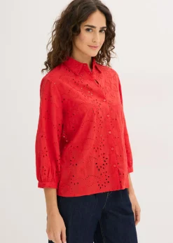 Outlet Blusa con bordado calado Mujer Camisas Y Blusas