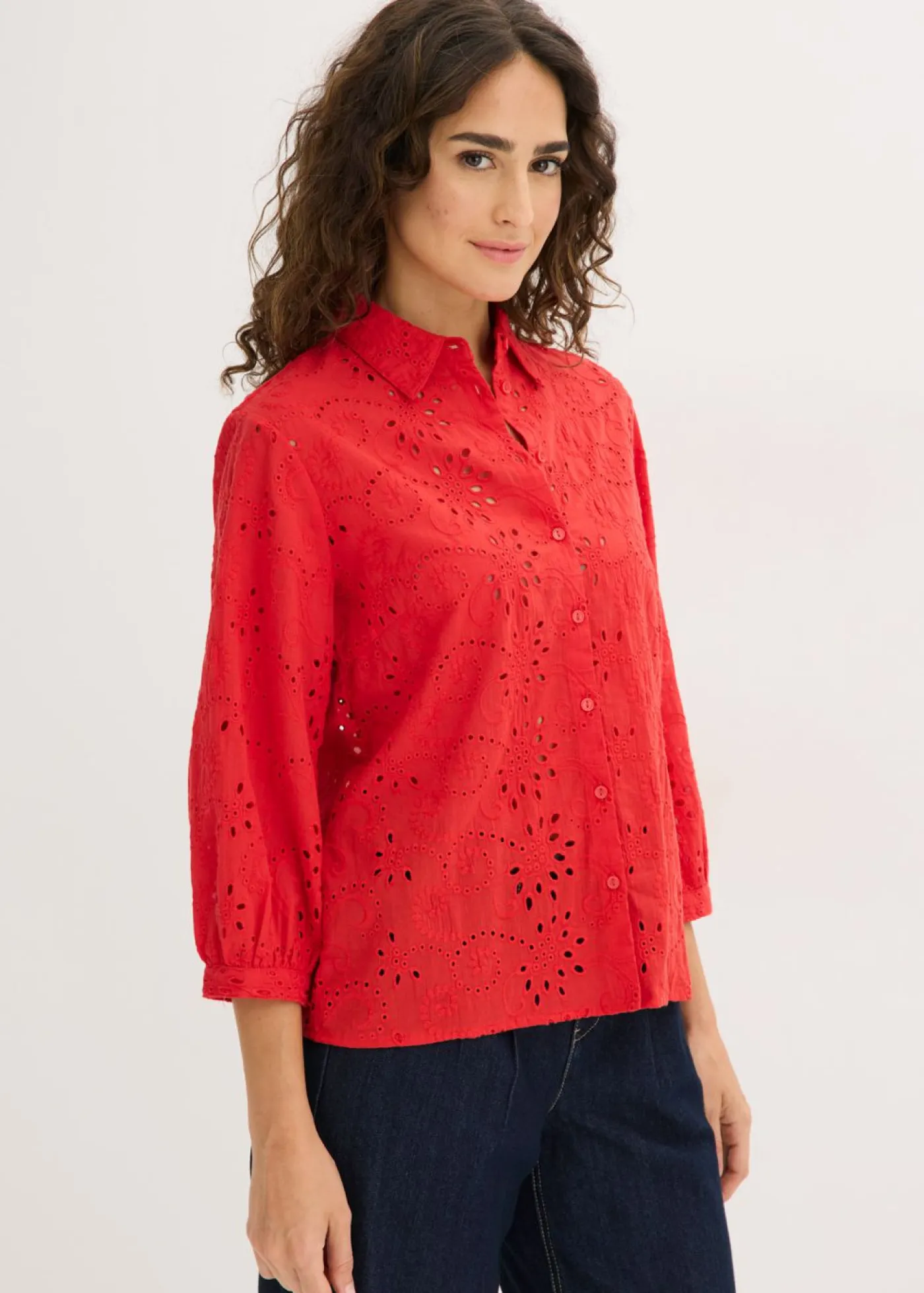 Outlet Blusa con bordado calado Mujer Camisas Y Blusas